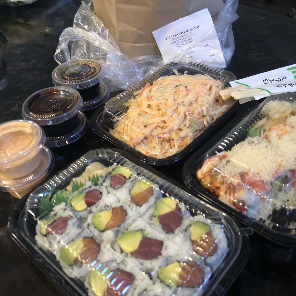 Yellowstone Sushi - S1. Yan Roll R9. Salmon Avocado Roll R10. Tuna Avocado Roll B4. Spicy Kani Salad - Sushi Bars Near Me - Forest Hills, New York Yellowstone Sushi - S1. Yan Roll R9. Salmon Avocado Roll R10. Tuna Avocado Roll B4. Spicy Kani Salad - Sushi Bars Near Me - Forest Hills, New York