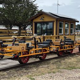 Handcars lined up before the tour.