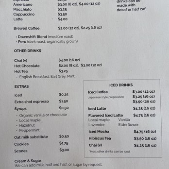 Downshift Coffee - Menu - Coffee & Tea Near Me - Belfast, Maine