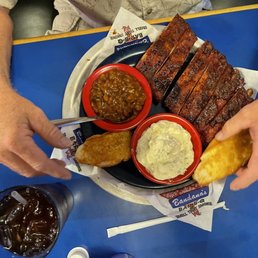 Ribs, potato salad, baked beans