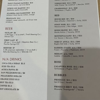 Cucina Bella - Drink menu - Italian Near Me - Denver, Colorado