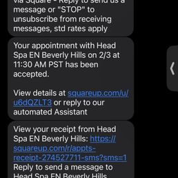 A confirmation text from the place, just so ppl know that I was actually there and tried the service