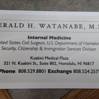 Gerald H. Watanabe, MD - Business card. .. - Internal Medicine Near Me - Honolulu, Hawaii