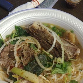 Pho Viet - #P3 togo,xtra onions an chilli oil, spicy broth an 2 ribs..I was able to get 3 meals out of one. - Vietnamese Near Me - Conyers, Georgia Pho Viet - #P3 togo,xtra onions an chilli oil, spicy broth an 2 ribs..I was able to get 3 meals out of one. - Vietnamese Near Me - Conyers, Georgia