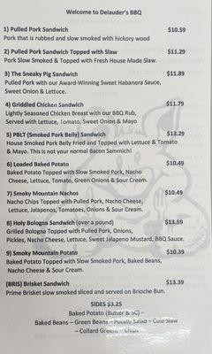 Menu photo 1 Delauders  BBQ Sevierville, TN