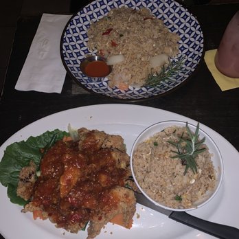 Am Thai Bistro - Volcano Chicken & Fried Rice it's like a sweet chili sauce on the chicken. and I asked for it be spicy. This was really good. - Thai Near Me - Brooklyn, New York