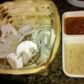 Surawon BBQ - Onions mushrooms (2/3 empty) w/ standard sauces - Korean Near Me - Cerritos, California Surawon BBQ - Onions mushrooms (2/3 empty) w/ standard sauces - Korean Near Me - Cerritos, California