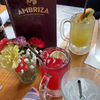 Ambriza - Hibiscus marg and a strawberry orange marg - Mexican Near Me - Houston, Texas