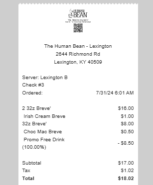 Menu photo 1 The Human Bean Lexington, KY