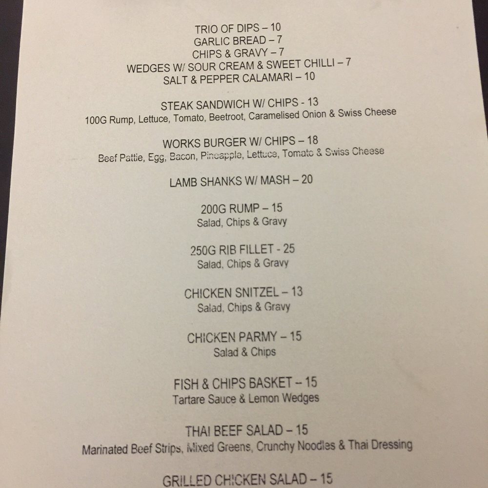 The Gladstone Hotel - Normal lunch/dinner menu - Hotels Near Me - Toowoomba, QLD