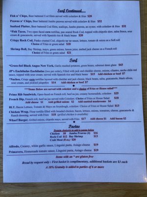 Menu photo 1 The Wharf Fort Bragg, CA