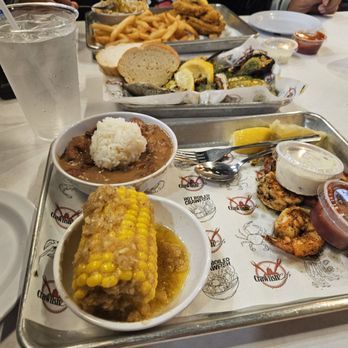 Crawfish Cafe - Red beans and rice, corn, blackened shrimp - Seafood Near Me - Pearland, Texas