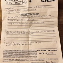 Garcia’s Contracting - Contract between myself and Adrian Garcia of Garcia's Contracting LLC
