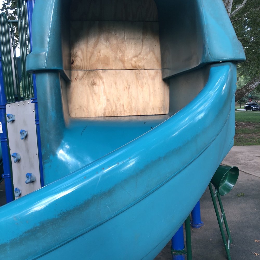 Arno Park - Plywood blocking a broken slide. - Parks Near Me - Kansas City, Missouri Arno Park - Plywood blocking a broken slide. - Parks Near Me - Kansas City, Missouri