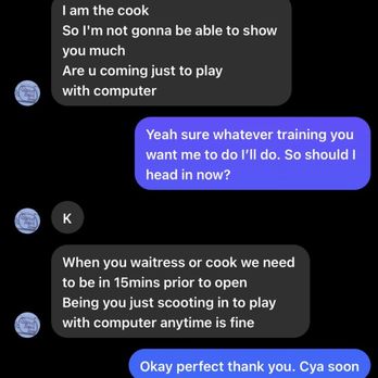 Sweet Basil - A text chat shows a customer coordinating with Sweet Basil staff about opening times and training requirements. - Diners Near Me - Barneveld, New York