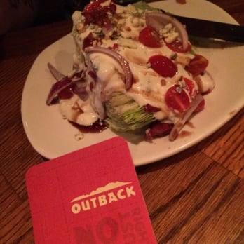Outback Steakhouse - Eric got the wedge salad (of course)...the verdict?? Good! Cold crisp big! - Steakhouses Near Me - Saginaw, Michigan Outback Steakhouse - Eric got the wedge salad (of course)...the verdict?? Good! Cold crisp big! - Steakhouses Near Me - Saginaw, Michigan