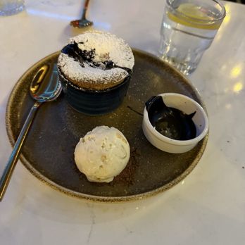 The Corner - Cookie dough soufflé with chocolate sauce and homemade ice cream - Cocktail Bars Near Me - Brooklyn, New York