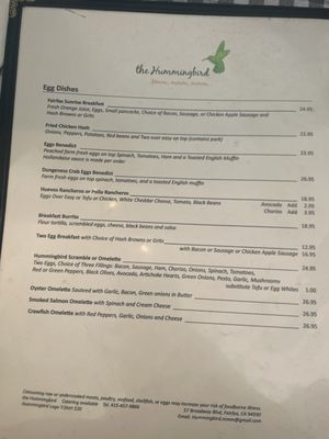Menu photo 1 The Hummingbird Fairfax, CA Menu photo 1 The Hummingbird Fairfax, CA