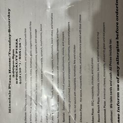 Hinsdale Pizza House - Menu with Tuesday-Saturday specials