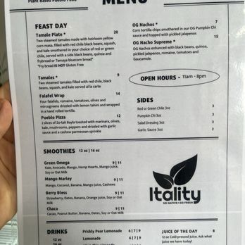 Itality - Menu - Vegan Near Me - Albuquerque, New Mexico