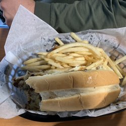 Chunky Monkey - Philly Steak Sandwich and fries