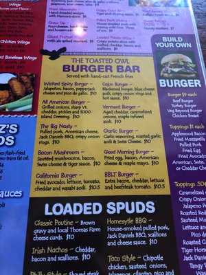 Menu photo 2 Toasted Owl Tavern Northampton, MA Menu photo 2 Toasted Owl Tavern Northampton, MA
