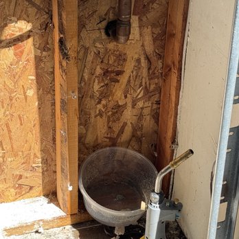 Blue Gold Plumbing - I put this container here to catch water leaking onto interior wall/garage floor - Plumbing Near Me Blue Gold Plumbing - I put this container here to catch water leaking onto interior wall/garage floor - Plumbing Near Me