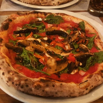 Paesano Pizza - Beautiful vegan-friendly pizza with sugo, garlic, evoo, mushrooms, roasted red pepper and spinach. - Pizza Near Me - Glasgow, GLG Paesano Pizza - Beautiful vegan-friendly pizza with sugo, garlic, evoo, mushrooms, roasted red pepper and spinach. - Pizza Near Me - Glasgow, GLG