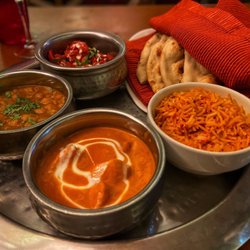 Basmati - Chicken Masala, Chicken Vindaloo, Chickpeas Masala, Vegetable Biryani, Naan Bread