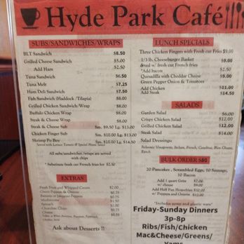 Hyde Park Cafe - Lunch menu 10/13/2024 - Breakfast & Brunch Near Me - Niagara Falls, New York Hyde Park Cafe - Lunch menu 10/13/2024 - Breakfast & Brunch Near Me - Niagara Falls, New York