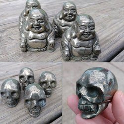 Black Dog Beads - Darling Pyrite Buddhas and Skulls
