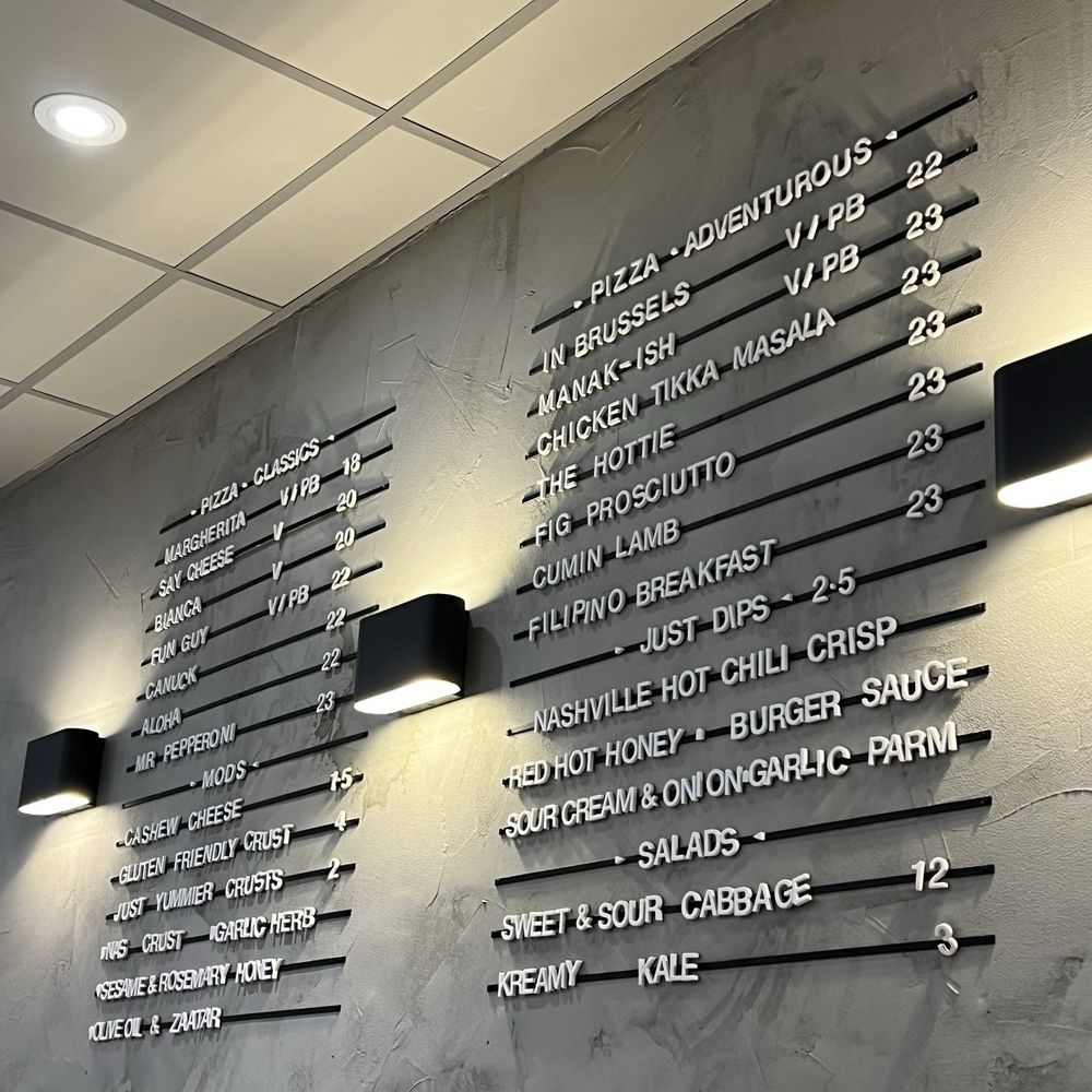 Just Pizza - Menu on the wall - Pizza Near Me - Vancouver, British Columbia Just Pizza - Menu on the wall - Pizza Near Me - Vancouver, British Columbia