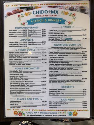 Menu photo 1 Chido Mx Goodyear, AZ Menu photo 1 Chido Mx Goodyear, AZ