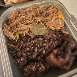Consorte Cuban Cuisine - Congris black beans and rice, maduros plantains and pulled pork or pulled beef (ropa vieja)