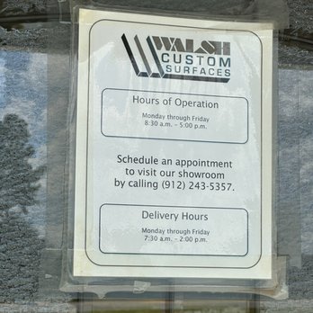 Walsh Custom Surfaces - Hours posted - Countertop Installation Near Me - Brooklet, Georgia