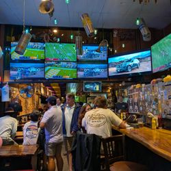 Loda Bier Garten - Inside. First floor. Bar and lots of TVs.