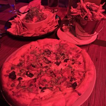 Rise Rooftop Lounge - Shrimp ceviche, truffle fries, San Marzano pizza (all are good!) - Lounges Near Me - Anaheim, California