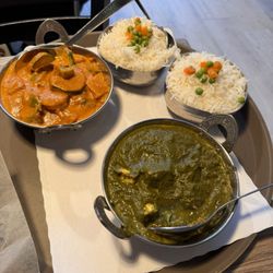 Moringa Indian Restaurant - Vegetarian tikka masala, palak paneer, white rice