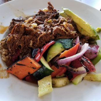 Bushfire Kitchen - Del Mar - Carnitas bowl.  Tasty, but unexpected. - American Near Me - Del Mar, California