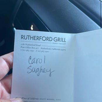 Rutherford Grill - The nice lady who thought we were not treated well wrote their names down for me. - American Near Me - Rutherford, California