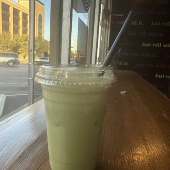 Frozen Rolls Creamery - Matcha unsweetened with sea cream foam layer at the top is the best here - Desserts Near Me - Austin, Texas Frozen Rolls Creamery - Matcha unsweetened with sea cream foam layer at the top is the best here - Desserts Near Me - Austin, Texas