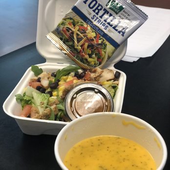 First Watch - Half chicken avocado chop salad (missing avocado) & cup of broccoli cheddar soup (container was not filled all of the way) - Breakfast & Brunch Near Me - Wayne, Pennsylvania First Watch - Half chicken avocado chop salad (missing avocado) & cup of broccoli cheddar soup (container was not filled all of the way) - Breakfast & Brunch Near Me - Wayne, Pennsylvania