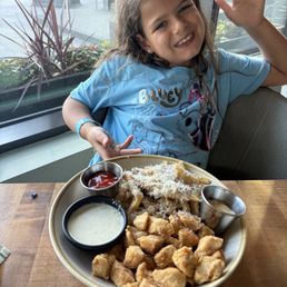 Kids chicken nuggets with an up charge of truffle fries