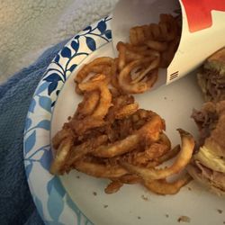 Arby's - Clumped cold Curly Fries (Large)