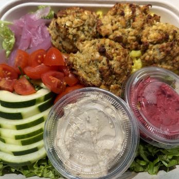 Ha Cafe - Falafel Greek plate...very healthy with a variety of tastes and textures, along with eye appeal. - Breakfast & Brunch Near Me - Hilo, Hawaii