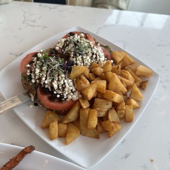 Canopy Road Cafe - Italian Avocado Toast with a side of home fries - Pancakes Near Me - Santa Rosa Beach, Florida Canopy Road Cafe - Italian Avocado Toast with a side of home fries - Pancakes Near Me - Santa Rosa Beach, Florida