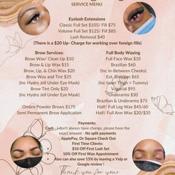 Lo's Lash and Brow Studio - Service Menu - 2023