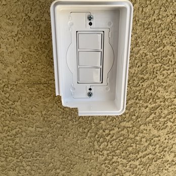 Inland Remodeling and Construction - three switches to control overhead lights, post lights and outlet for string lights - Patio Coverings Near Me - Beaumont, California Inland Remodeling and Construction - three switches to control overhead lights, post lights and outlet for string lights - Patio Coverings Near Me - Beaumont, California