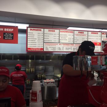 Five Guys - a menu at a fast food restaurant - Burgers Near Me - McLean, Virginia
