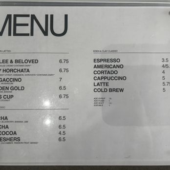 Eden & Clay - Menu as of 05.24.2026 - Coffee & Tea Near Me - Upland, California Eden & Clay - Menu as of 05.24.2026 - Coffee & Tea Near Me - Upland, California